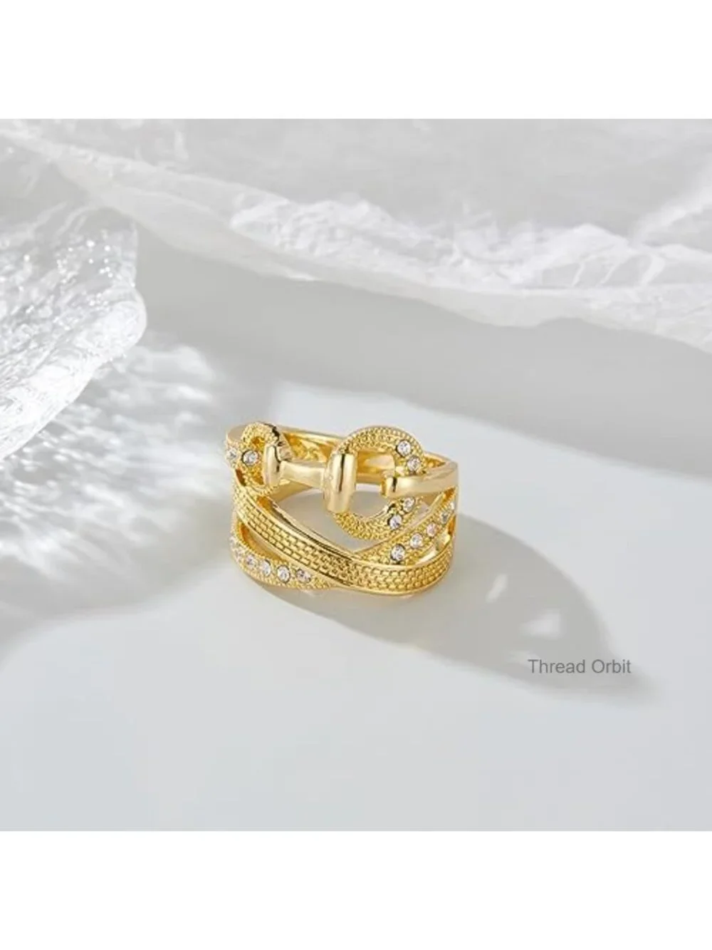 Chunky Statement Band Ring Gold Plated Copper Multiple Rows Vintage Punk